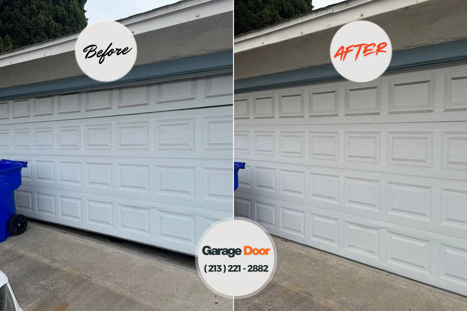 Before and after: garage door repair Hermosa Beach, CA